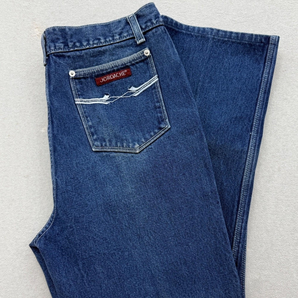 Jordache Straight Leg Jeans Women 36 Blue Vintage High Rise Made USA 100% Cotton